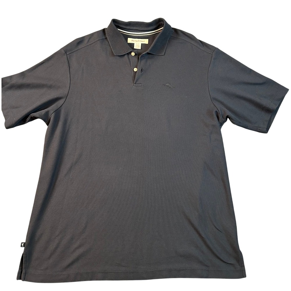 Tommy Bahama Mens Polo Shirt Dark Gray XL Supima Cotton Blend Embroidered Marlin